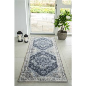 Harla Flurläufer Blau – 80×200 cm aus Chenille-Polyester