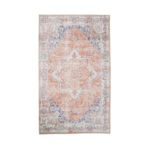Hena Teppich Blau/Orange – 160x230 cm, Chenille-Polyester, Vintage-Design