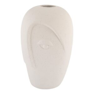 Serina Vase Sand - Keramik mit stilisiertem Gesichtsdesign