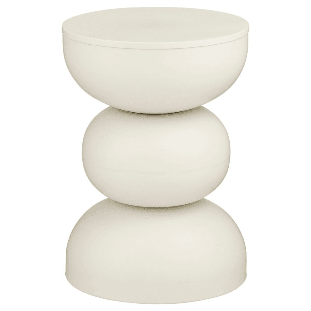 Beistelltisch Luna Cremeweiß von Mica Decorations – runder Tisch aus Eisen