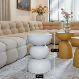 Beistelltisch Luna Cremeweiß von Mica Decorations – runder Tisch aus Eisen