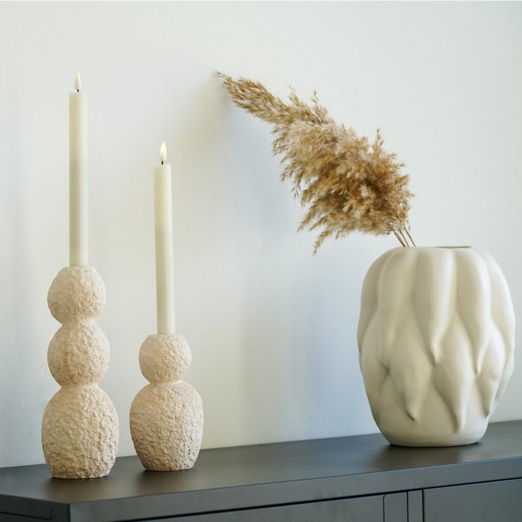 Ayra Kerzenhalter Elfenbein - 2er-Set, Zement, beige