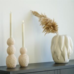 Ayra Kerzenhalter Elfenbein - 2er-Set, Zement, beige