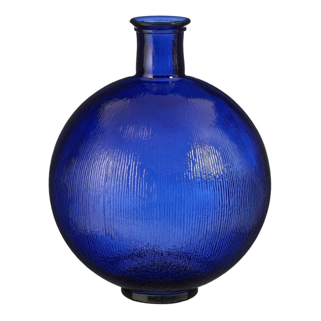 Firenza Vase Dunkelblau von Mica Decorations – stilvolle Flaschenvase aus recyceltem Glas