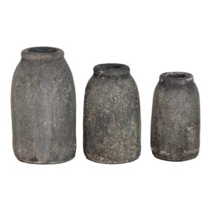 Velas Vase Antikgrau - 3er-Set aus Terrakotta mit antikem Finish