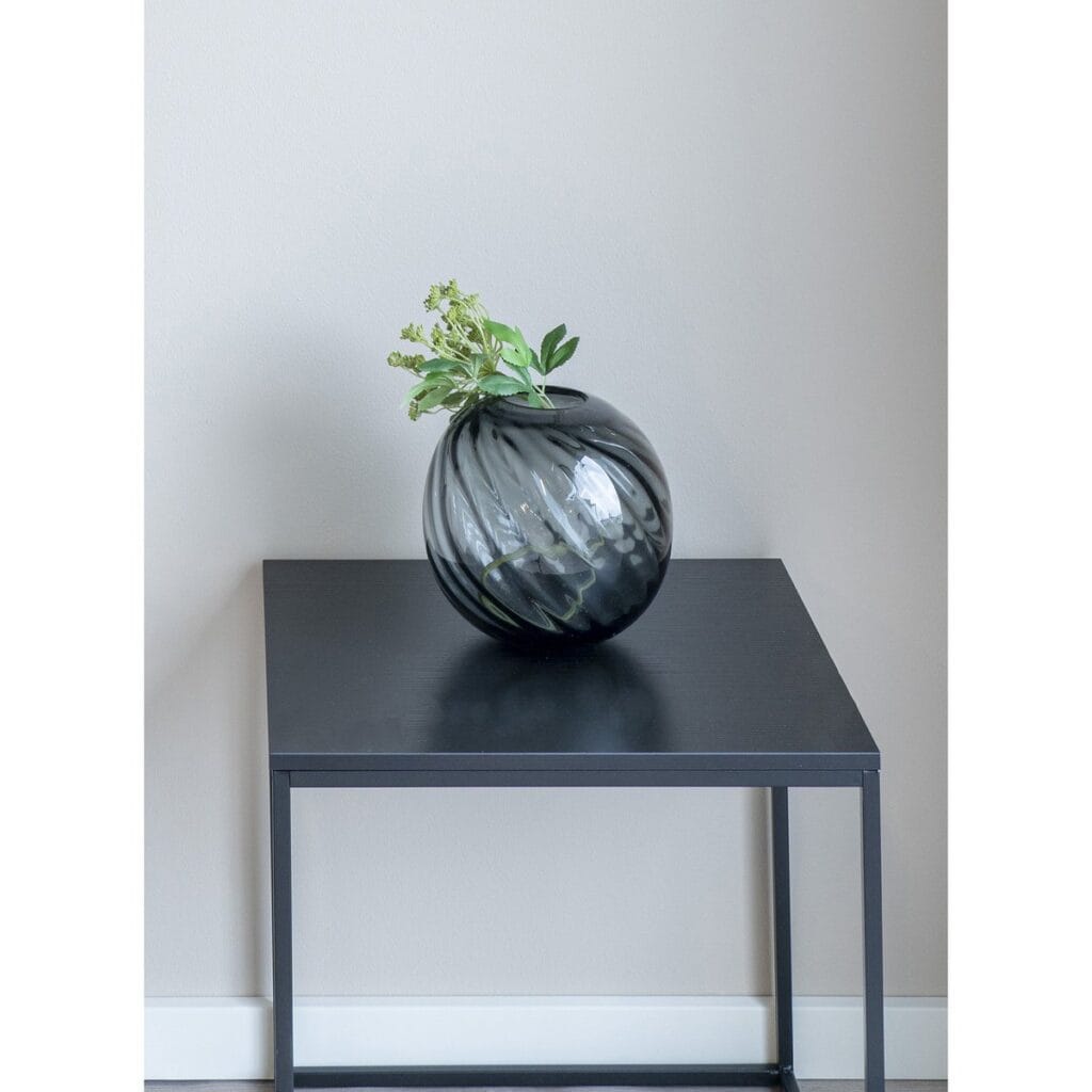 Avan Vase Grau aus mundgeblasenem Glas, elegante organische Form