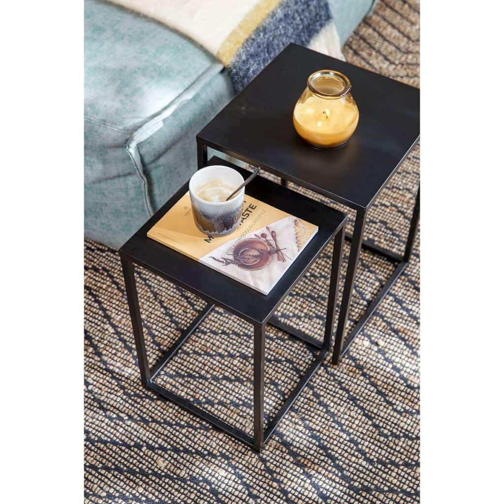 Goa Beistelltischset Schwarz von Mica Decorations – vielseitige Tische aus Eisen