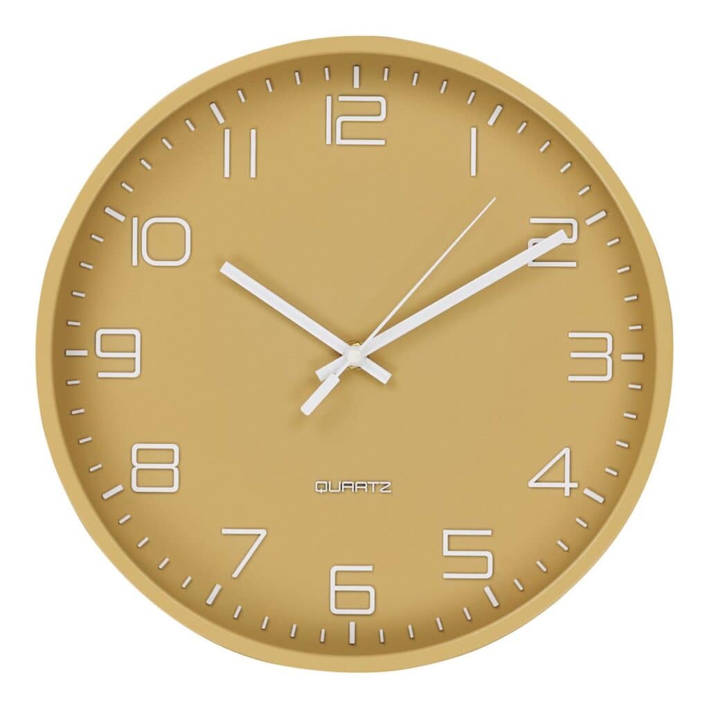 Sola Wanduhr Gelb - geräuschloses Uhrwerk, 30 cm Durchmesser