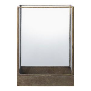 Manali Windlicht - Laterne aus Metall und Glas in Antik-Messing-Optik