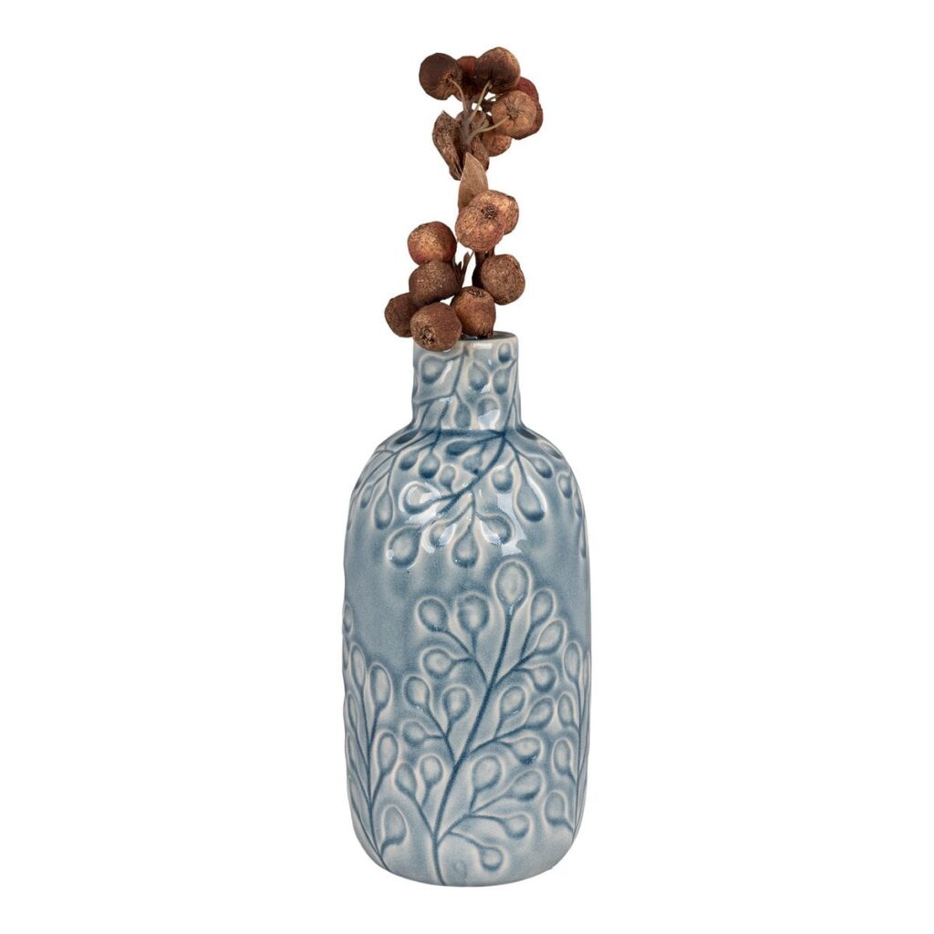 Marina Vase Blau - elegante Keramikvase mit Blumenmuster