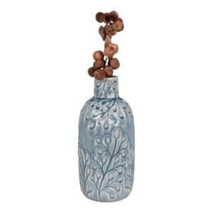 Marina Vase Blau - elegante Keramikvase mit Blumenmuster