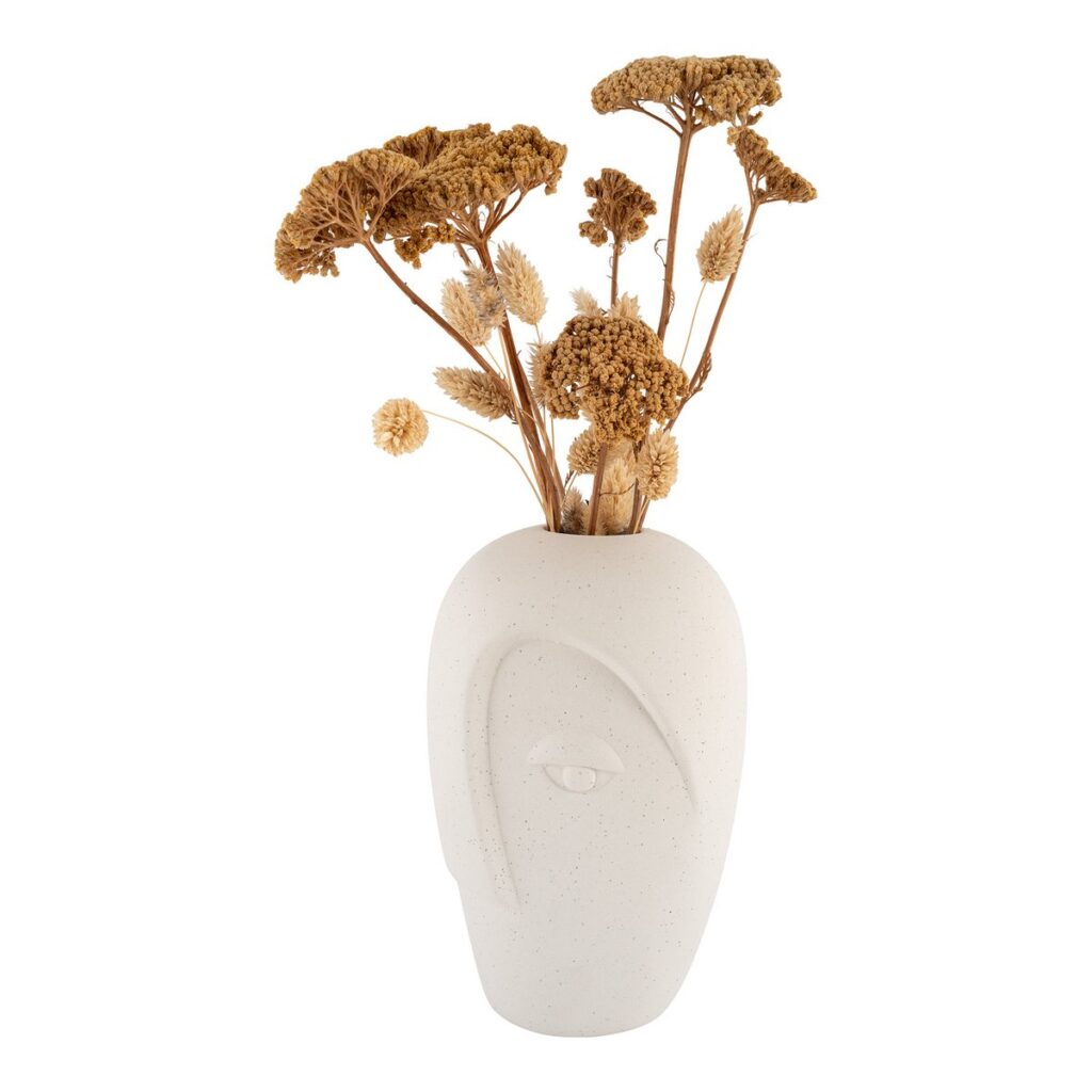 Serina Vase Sand - Keramik mit stilisiertem Gesichtsdesign