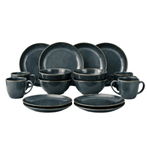 Malin Geschirrset Blau/Grau - 16-teiliges Steinzeug Geschirrset