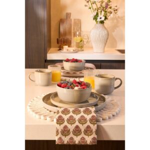 Mira Geschirrset Beige/Grau - elegantes 16-teiliges Set aus Steinzeug