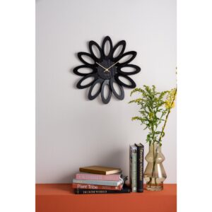 Flora Wanduhr Schwarz von Karlsson - elegantes Design aus Holz