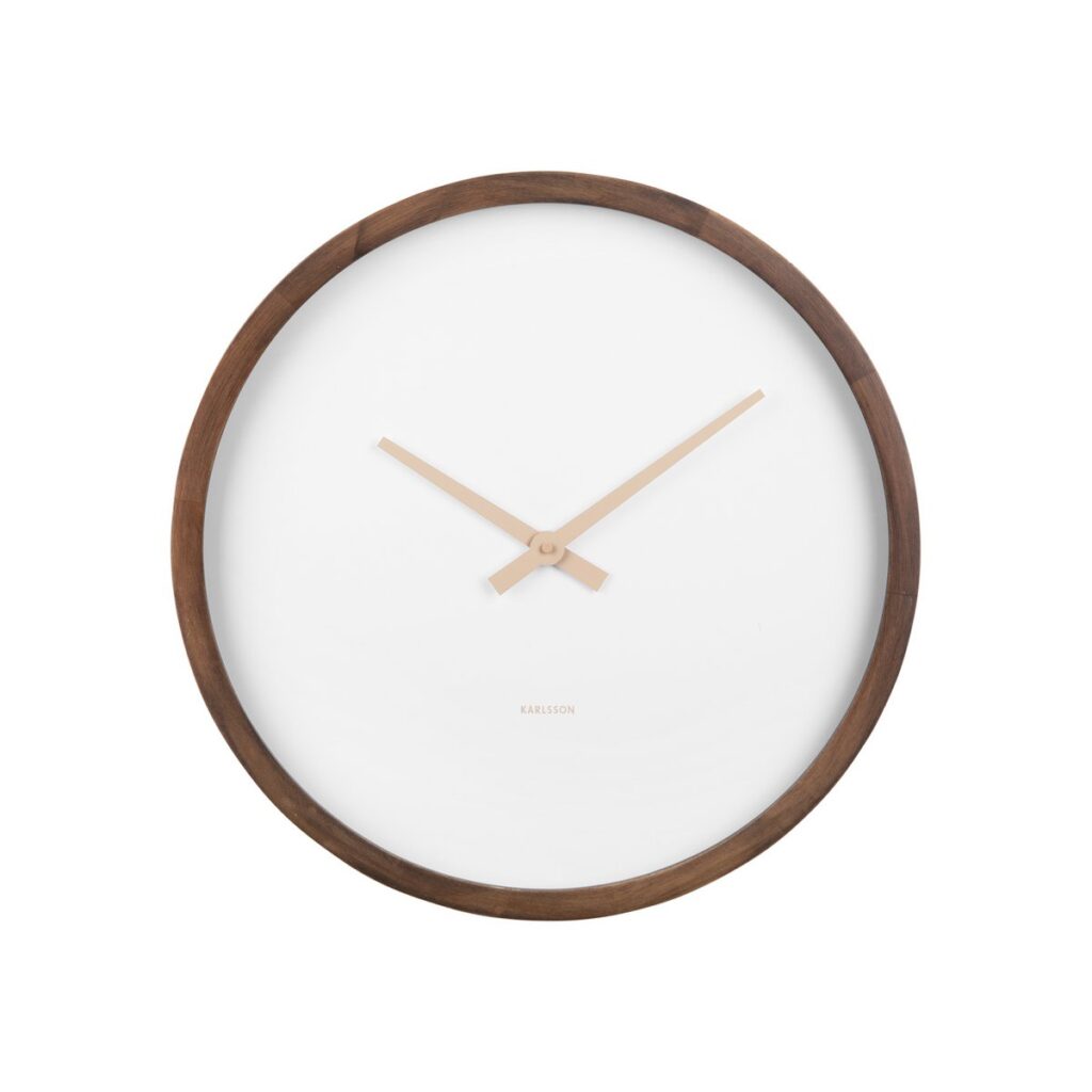Cinder Wanduhr Braun/Weiß von Karlsson – stilvolles Design mit Holzrahmen