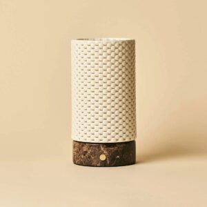 Luna Tischlampe Dunkelbraun - elegantes Design aus Porzellan und Marmor