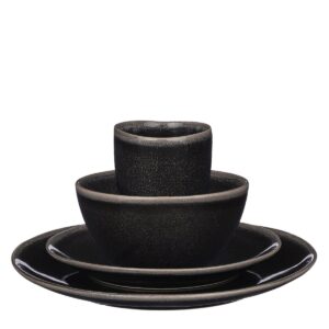 Mona Geschirrset Schwarz - handgefertigte Keramik für 4 Personen