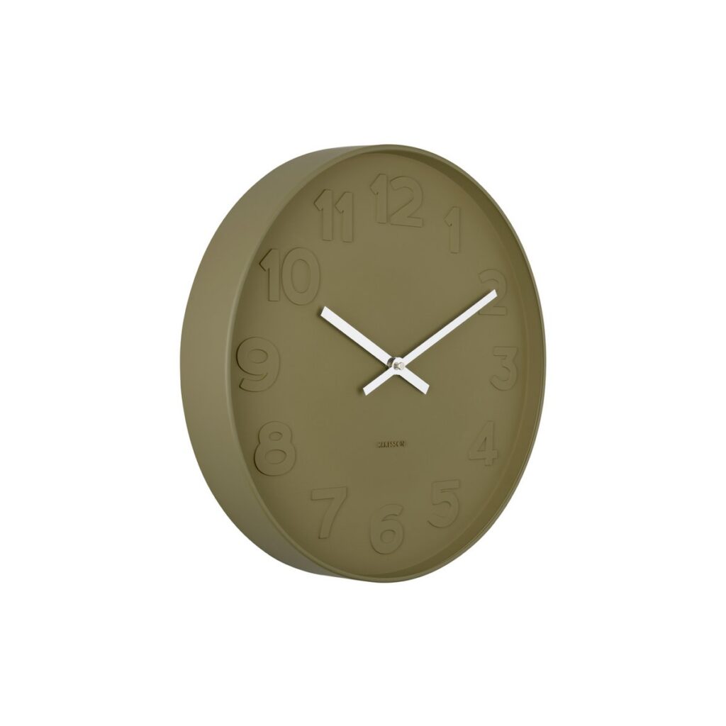 Oliv Wanduhr Dunkelgrün von Karlsson – minimalistisches Design aus Stahl