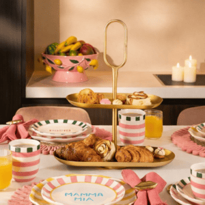 Amara Etagere Gold von Mica Decorations – 2-stöckiger Servierturm aus Metall