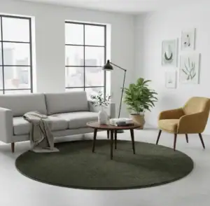 Mia Teppich Dunkelgrün - runder Teppich aus Polyester, Ø160 cm