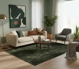 Nora Teppich Dunkelgrün – 160×230 cm, weicher Polyester Teppich