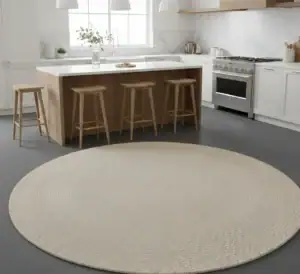 Menara Teppich Natur/Elfenbein – runder Teppich aus recyceltem PET