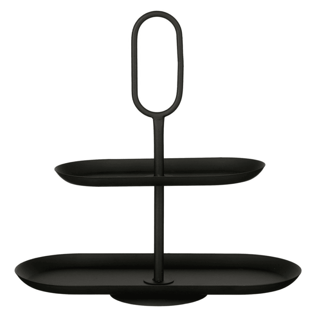 Nora Etagere Schwarz von Mica Decorations – 2-stöckiger Servierturm aus Metall