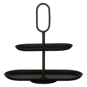 Nora Etagere Schwarz von Mica Decorations – 2-stöckiger Servierturm aus Metall