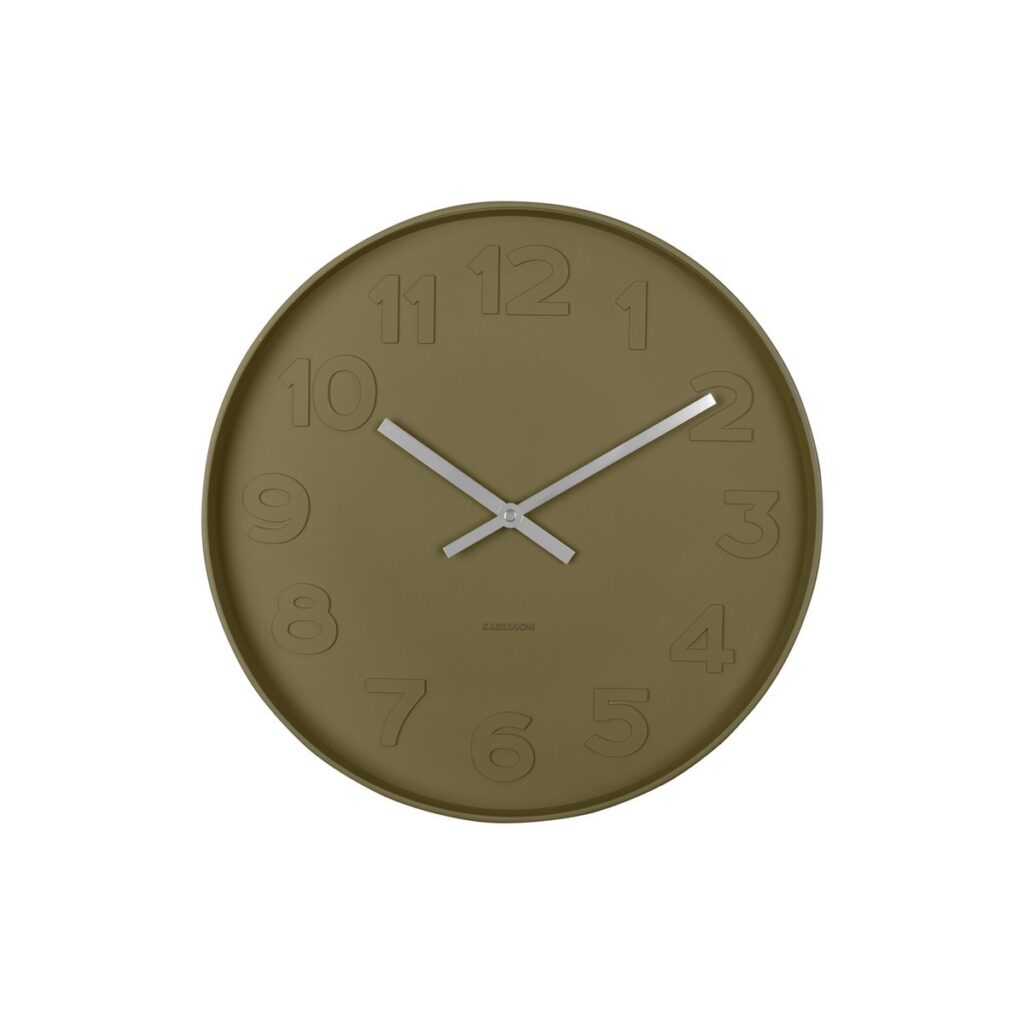 Oliv Wanduhr Dunkelgrün von Karlsson – minimalistisches Design aus Stahl
