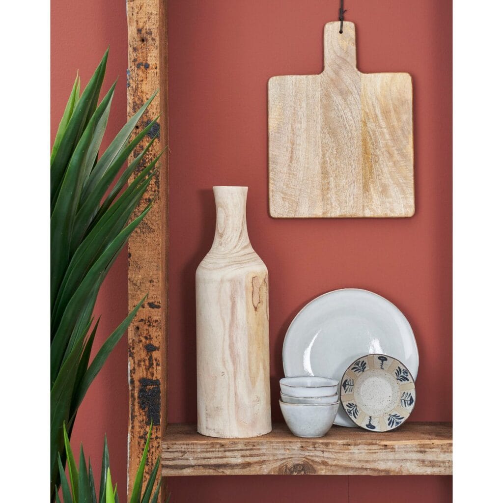 Pria Vase Hellbraun von Mica Decorations aus Paulownia-Holz